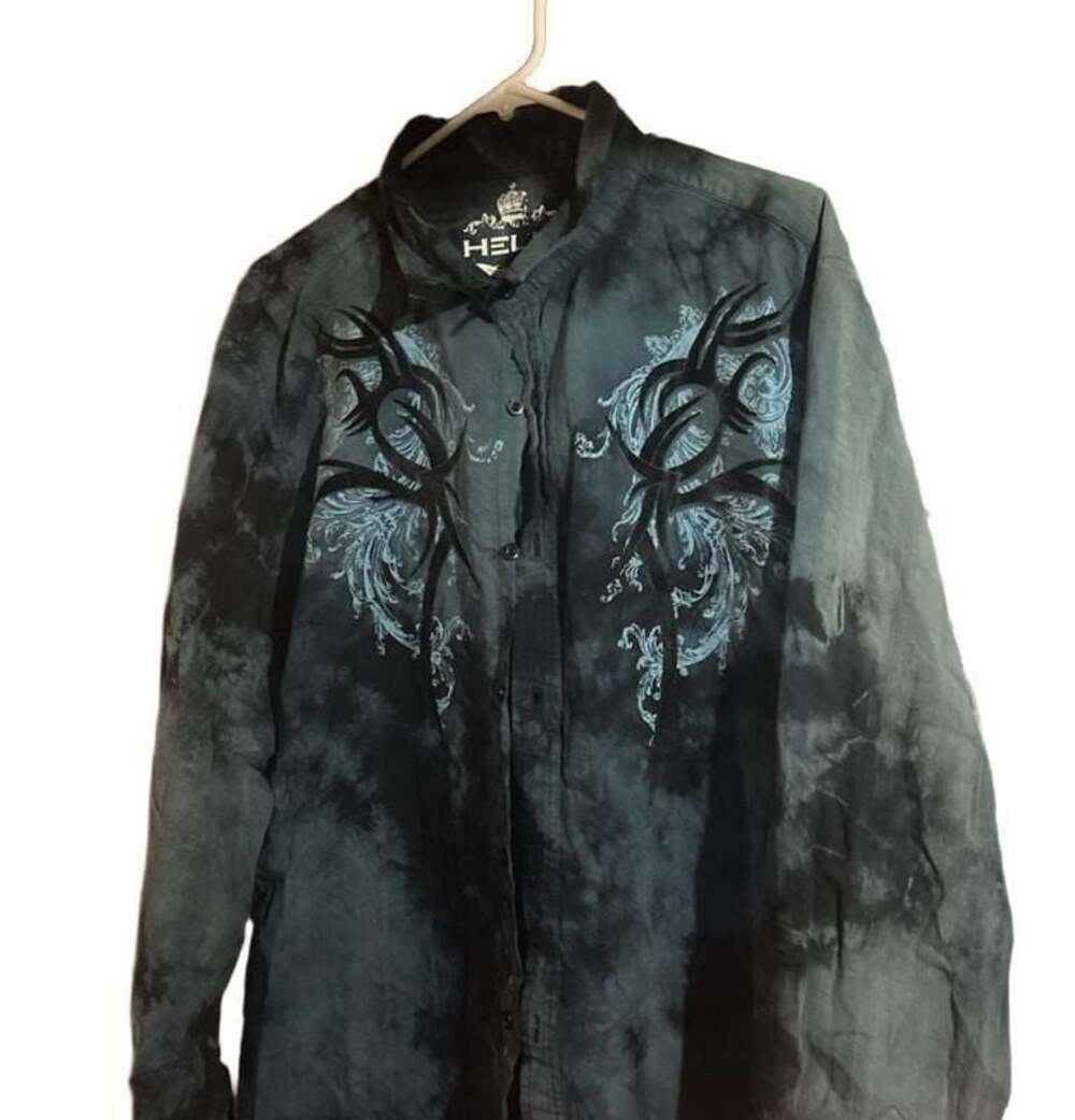 Helix Long Sleeve Western Button Up Shirt with Tribal Graphic Print
